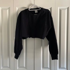 Aritzia cozy AF black cropped sweater.